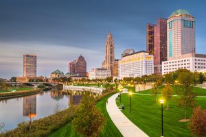 Columbus, Ohio, USA skyline on the river